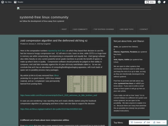zstd compression algorithm and the dethroned old king xz | systemd-free linux community screenshot