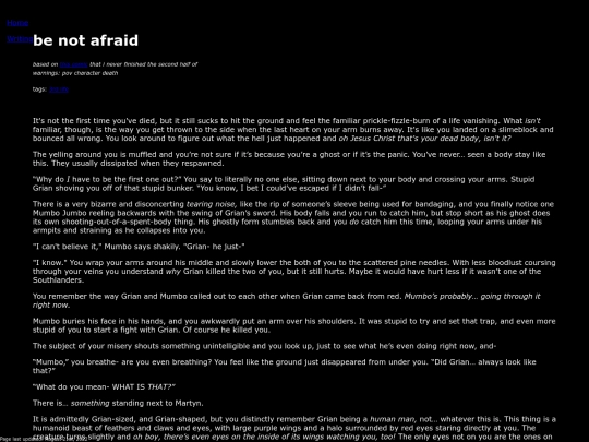 writing/benotafraid screenshot