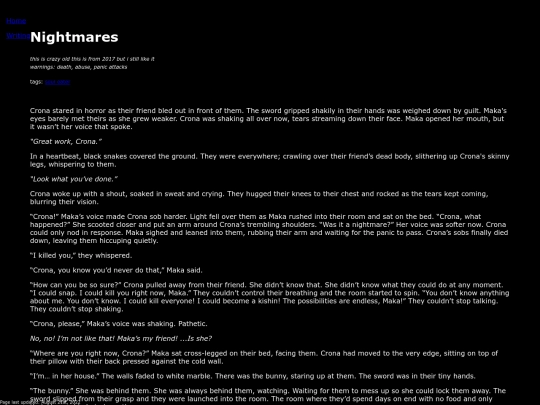 writing/nightmares screenshot