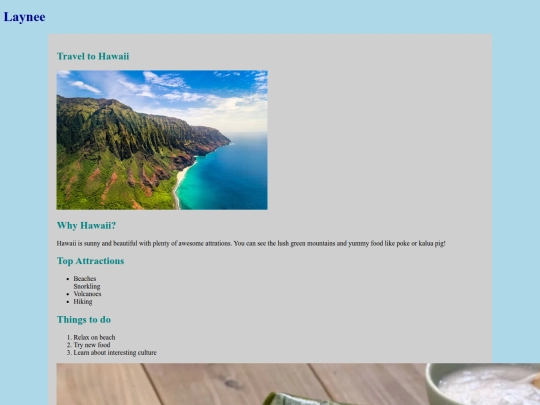 Travel Webpage screenshot