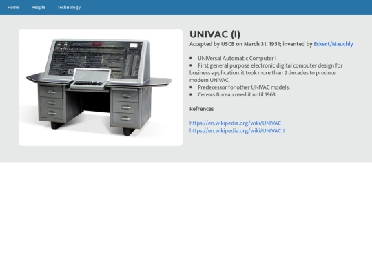 pages/tech/univac screenshot