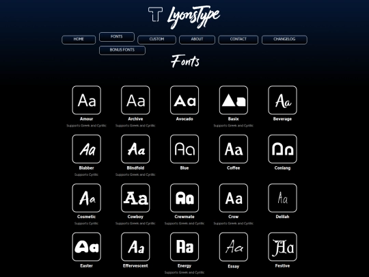 fonts screenshot