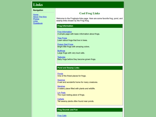 Links screenshot