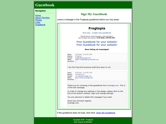 guestbook screenshot