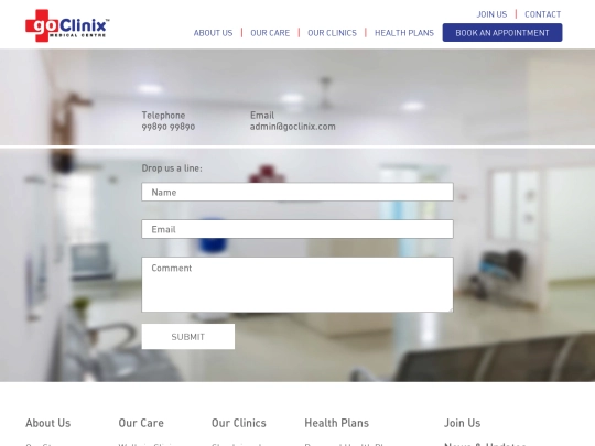 GoClinix/contactUs screenshot
