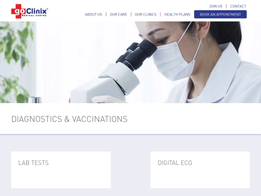 GoClinix/diagnostics screenshot