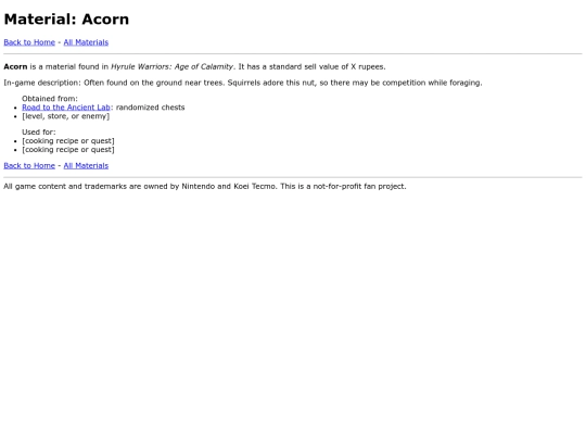 lists/materials/acorn screenshot