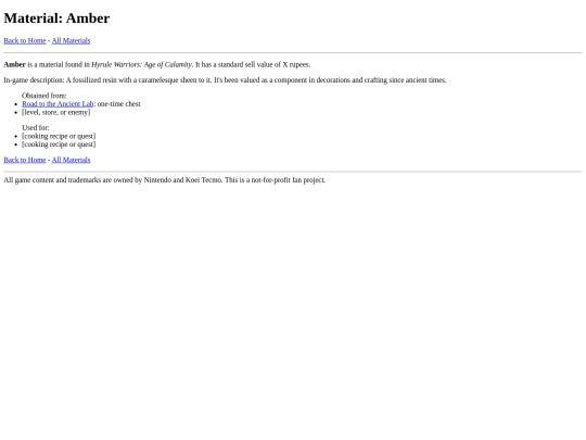 lists/materials/amber screenshot