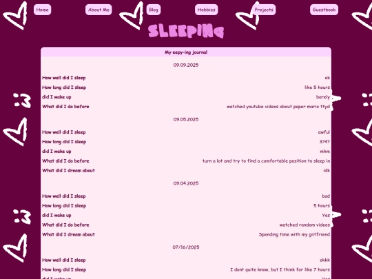 html/hobbies/sleeping screenshot