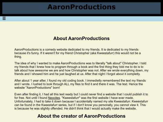 AaronProductions_About screenshot