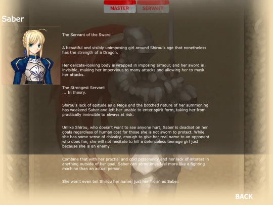 Fate/Stay Night/Characters/Saber screenshot