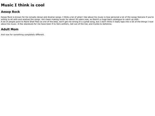 Stuff I think is cool/Musicstuff screenshot