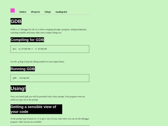 gdb screenshot