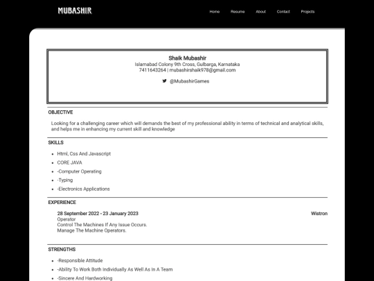 Resume screenshot
