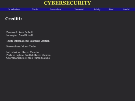 crediti screenshot