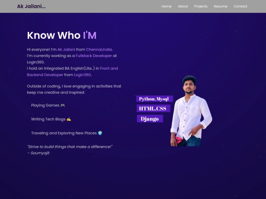portfolio/About screenshot
