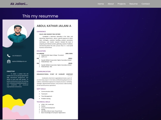 portfolio/Resume screenshot