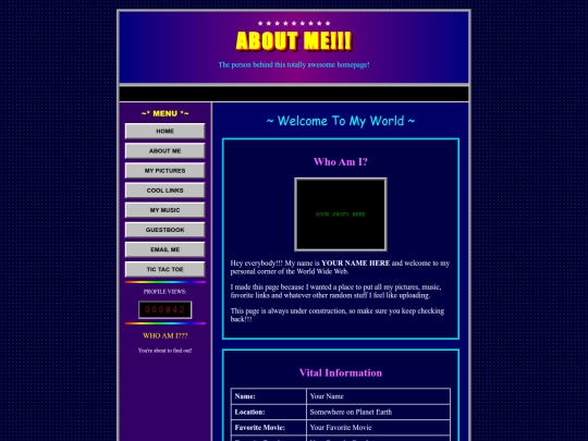 my 90s site/90sabout screenshot