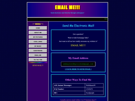 my 90s site/90semail screenshot