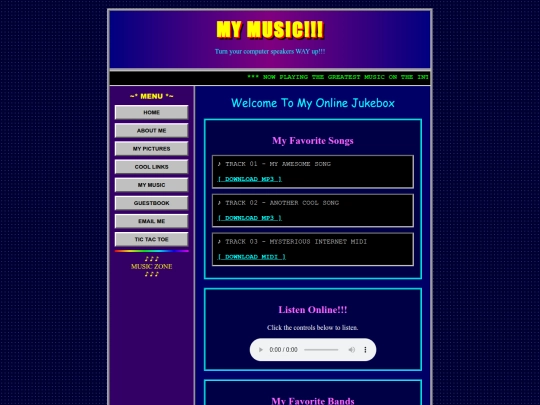my 90s site/90smusic screenshot