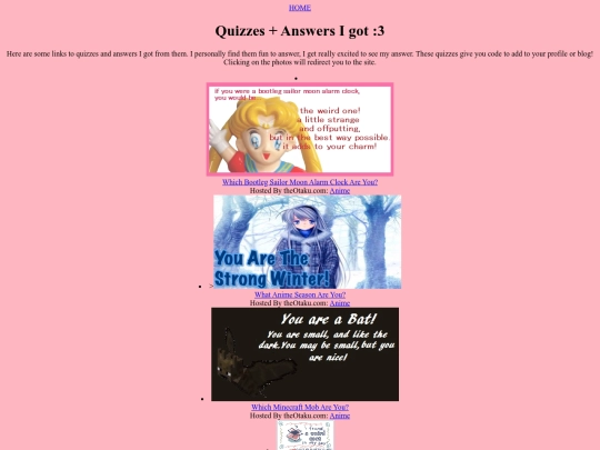 quizzes screenshot