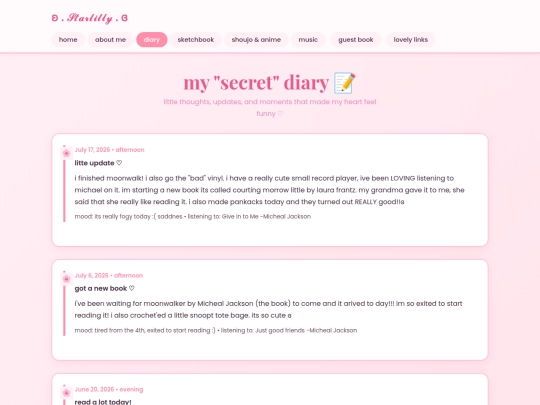 diary screenshot