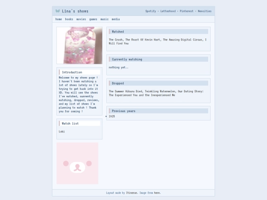 MEDIA PAGES/shows screenshot