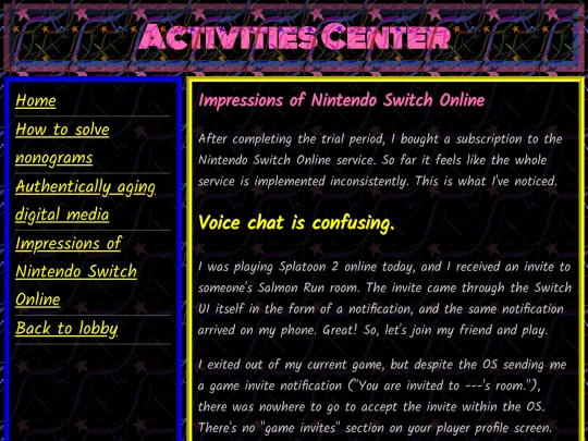 activities/switch-online-impressions screenshot