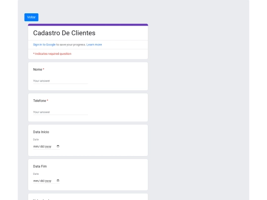 addCliente screenshot