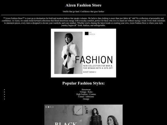 Aizen fashion shop screenshot
