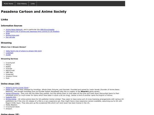 links screenshot