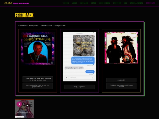 feedback screenshot