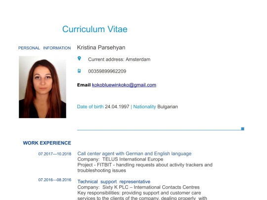 CVpage screenshot