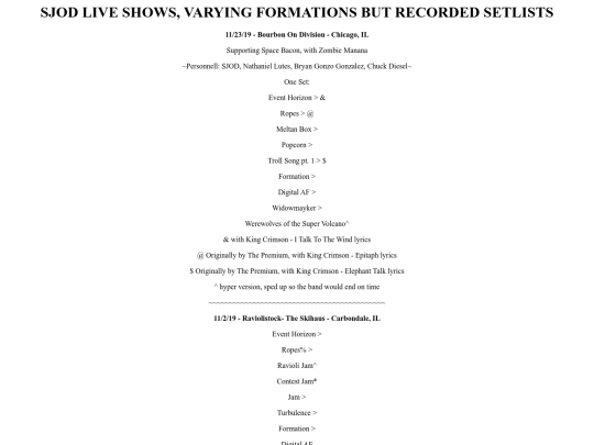 setlist screenshot