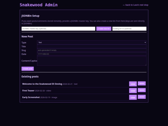 snakewood/admin screenshot