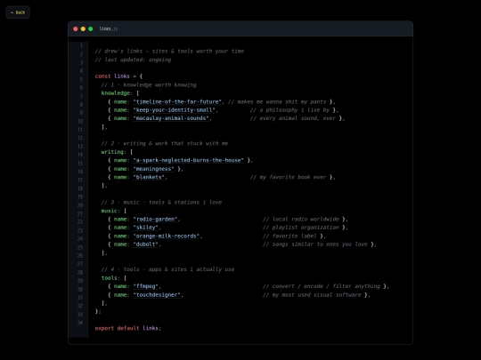 links screenshot