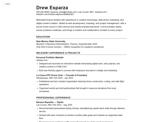 resume screenshot
