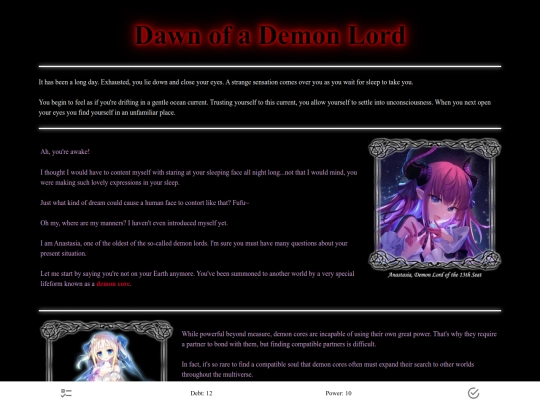 Cyoa/Dawn_of_a_demon_lord/test screenshot