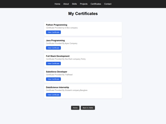 portfolio/certificates screenshot