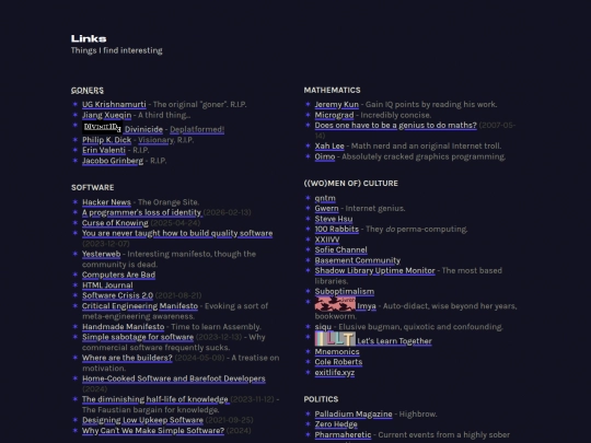 links screenshot