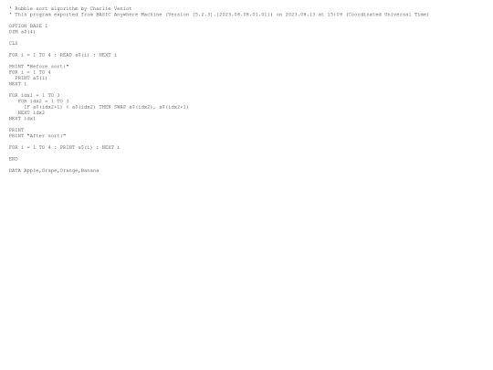 Bubble Sort.prod.bas screenshot