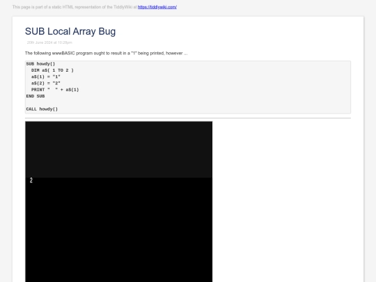 ReleaseNotes/SUB Local Array Bug screenshot