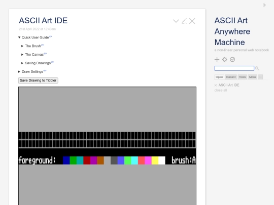 TW+BASIC Creations/AsciiDrawAnywhereMachine.tw screenshot