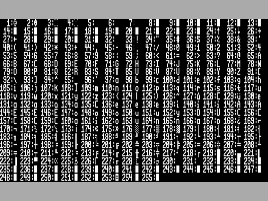 Test/wwwBASIC Character Set.prod.run screenshot