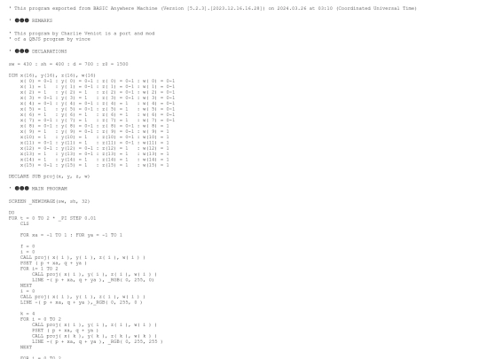 sample_programs/4D tetrahedron.prod.bas screenshot