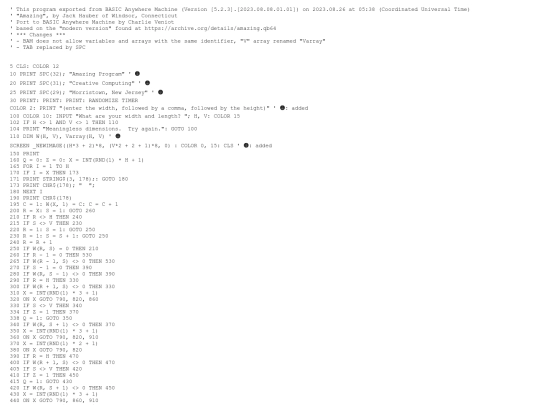 sample_programs/A Mazing Program.prod.bas screenshot