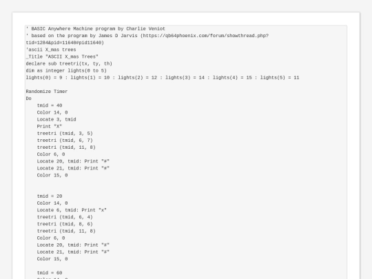 sample_programs/ASCII Christmas Tree.prod.bas screenshot