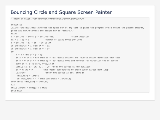 sample_programs/Bouncing Circle and Square Screen Painter.prod.bas screenshot