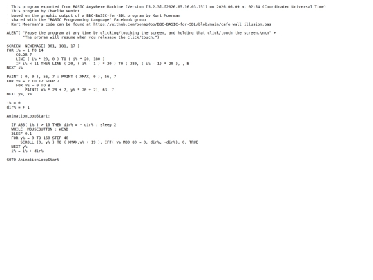 sample_programs/Café Wall Illusion.prod.bas screenshot