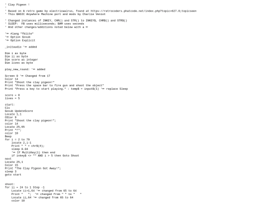 sample_programs/Clay Pigeon!.prod.bas screenshot